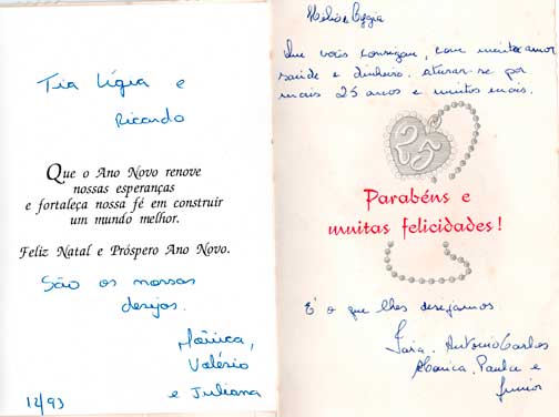 9. Mensagens de Natal da familia de Yara Berenice Stávale do Rio Grande do Sul - 1993