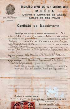 1. Certidão de Nascimento de Helio Syávale (1936)