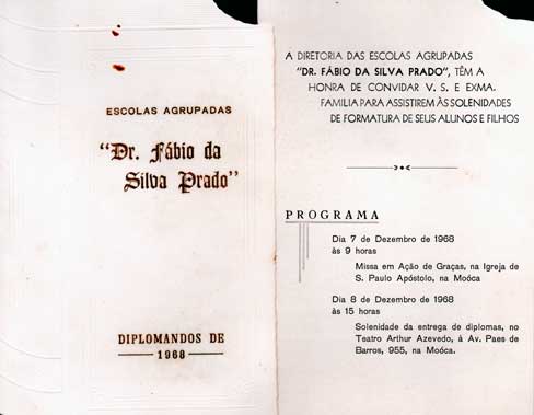 14.1 Formatura do filho Reinaldo no curso ginasial, hoje ensino fundamental (Mooca -1968)