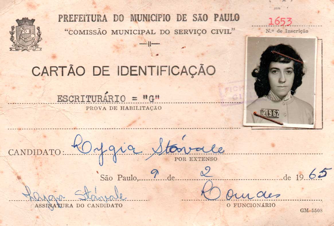 18. Cartão de Identificação da funcionária pública Escriturária Lygia Stávale (1965)