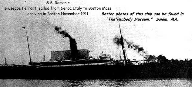 Steamship “Romanic”. Transported the emigrant brothers Natale and Vincenzo Stávale to the United States of America in 1906.